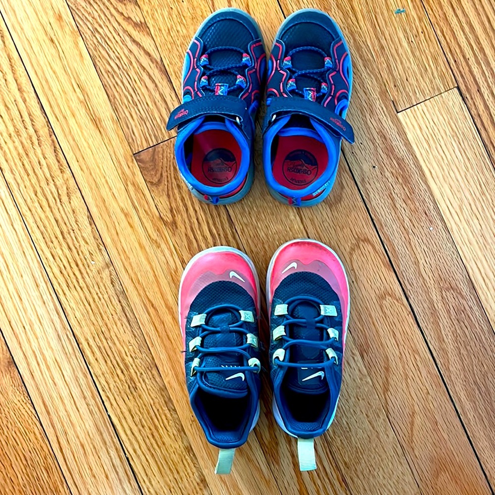 Size 7 shoes. Nike sneakers and Oshkosh open shoes.